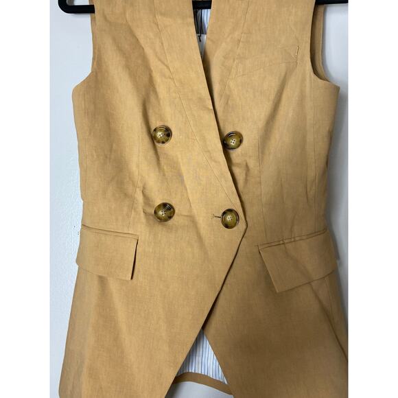 NWT VERONICA BEARD VEST TAN 0 DOUBLE BREASTED MINIMALIST QUIET LUXURY - Picture 11 of 16